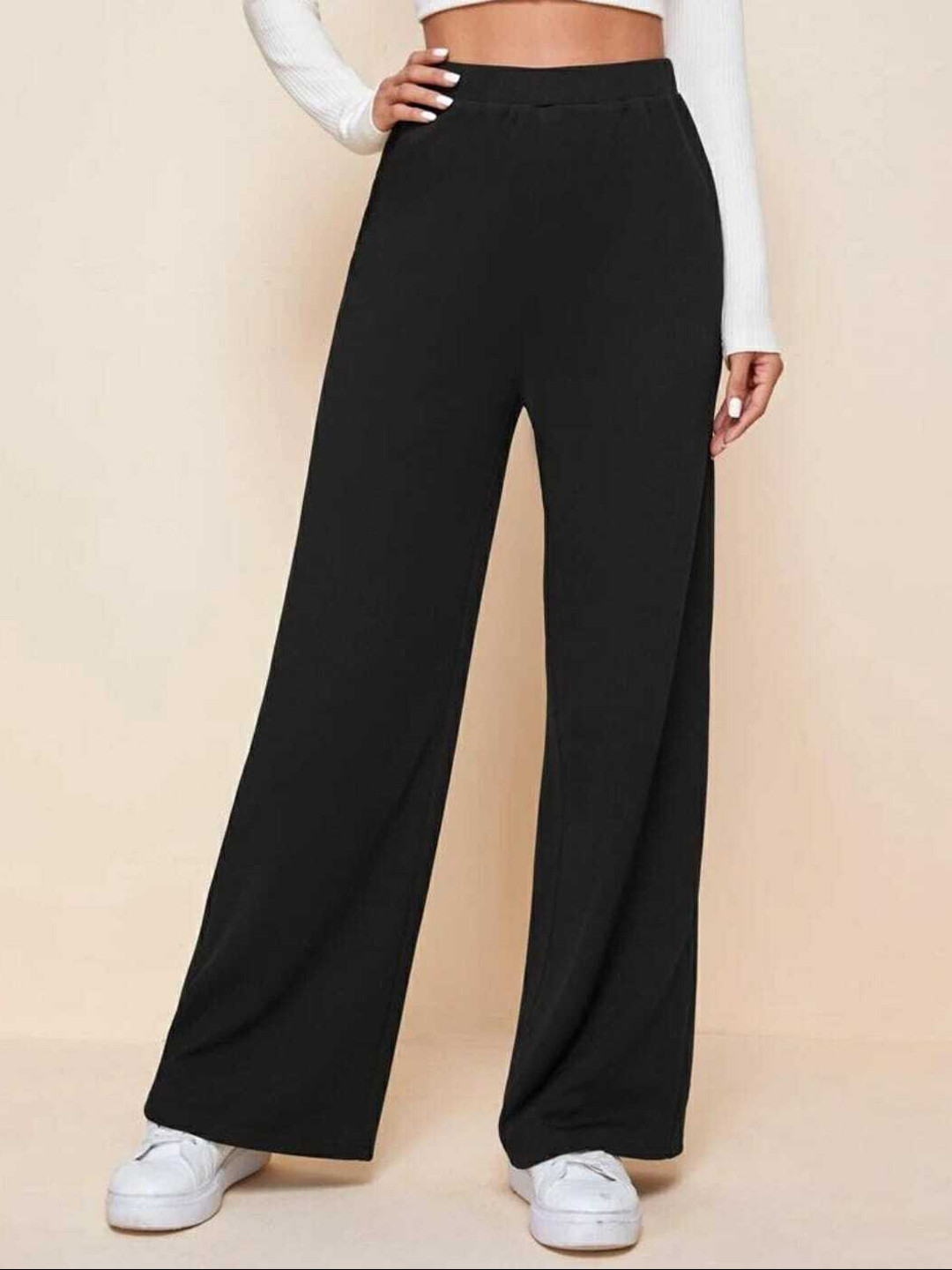 BROADSTAR Women Classic Bootcut Straight Fit High-Rise Easy Wash Trousers
