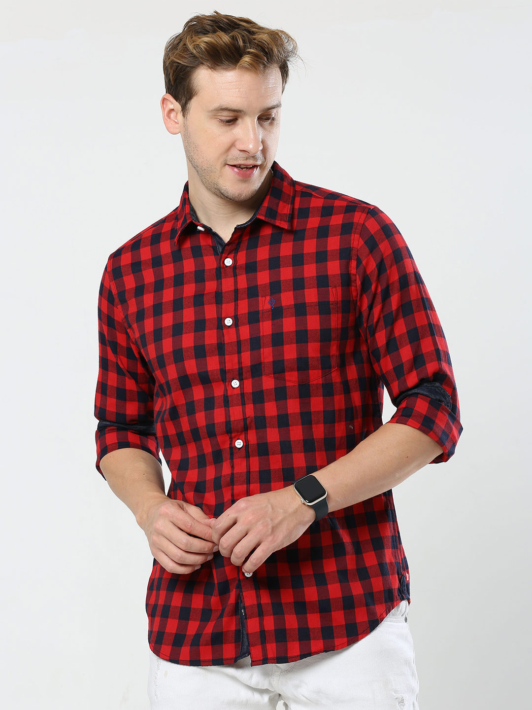 VUDU Comfort Buffalo Checks Cotton Casual Shirt