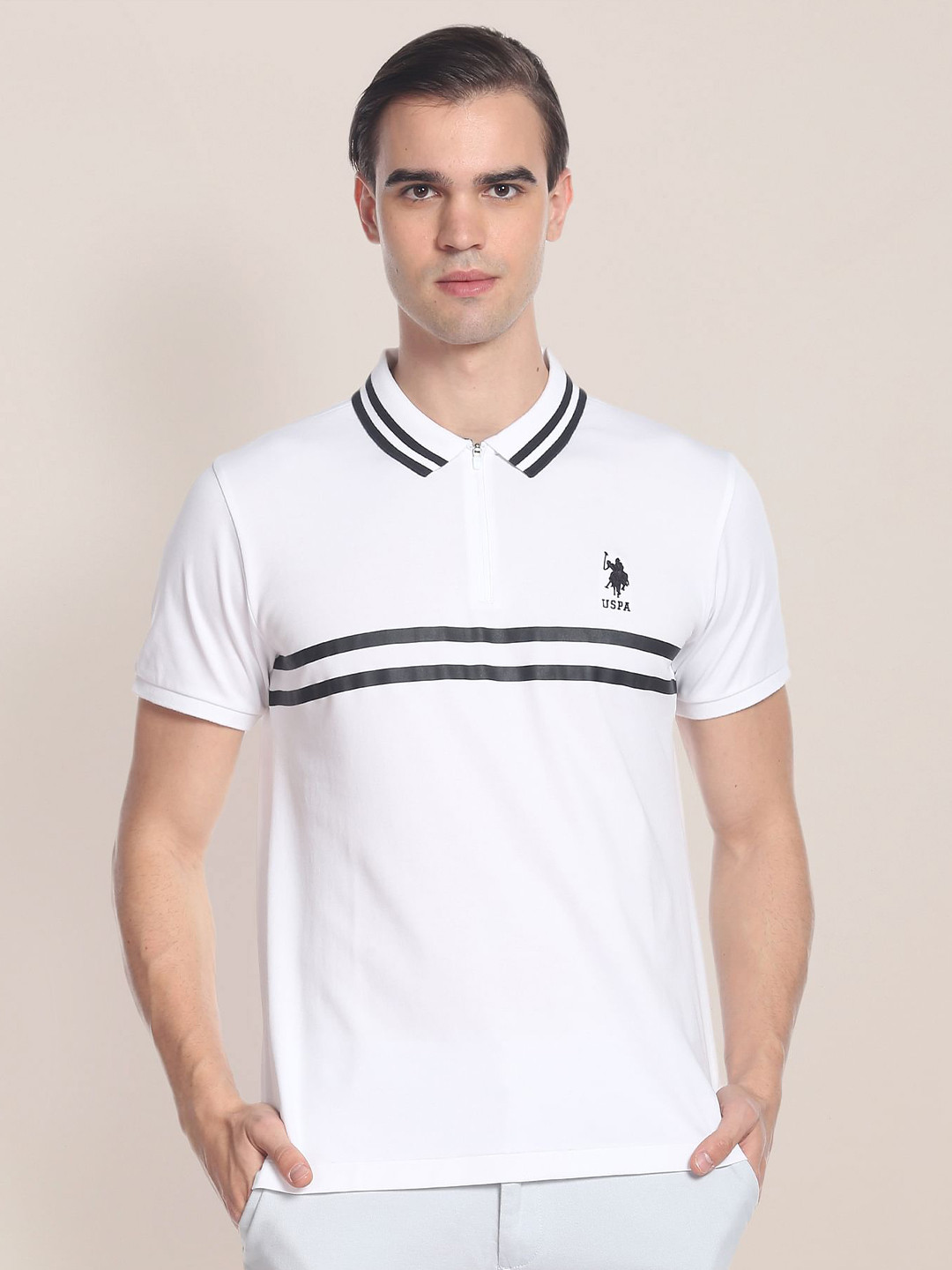 U.S. Polo Assn. Striped Polo Collar Slim Fit T-shirt