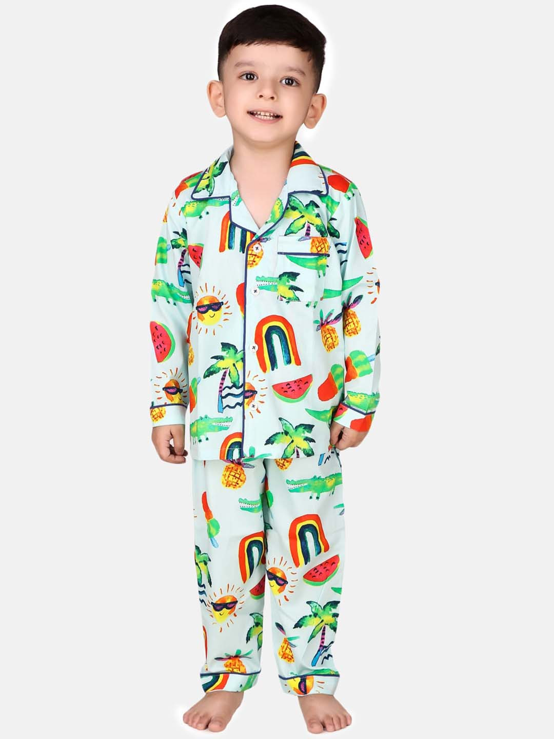 Hippodrome Kids Beach Theme Printed Cotton Full Sleeves Night Suit