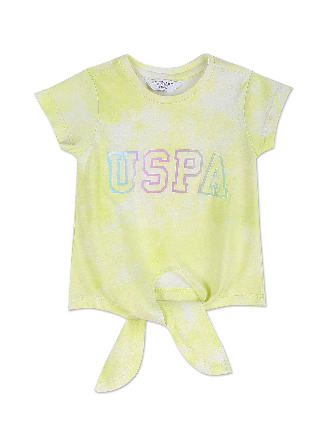 U.S. Polo Assn. Kids Girls Abstract Printed Pure Cotton T-shirt