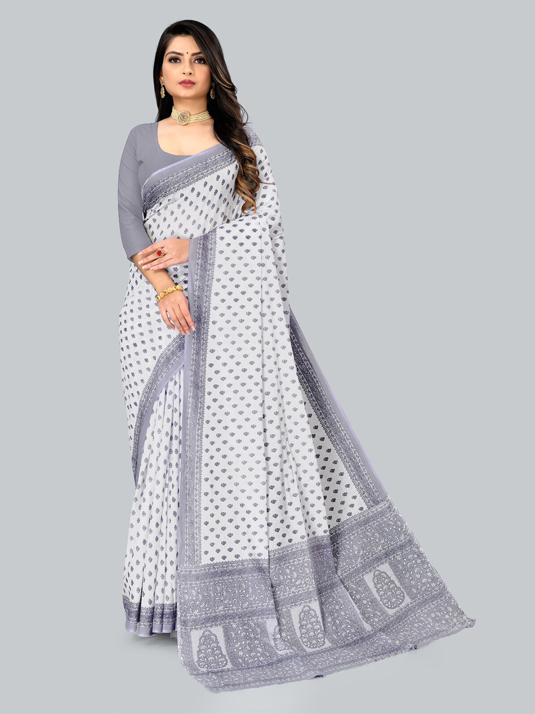 RATAN Paisley Printed Pure Cotton Saree