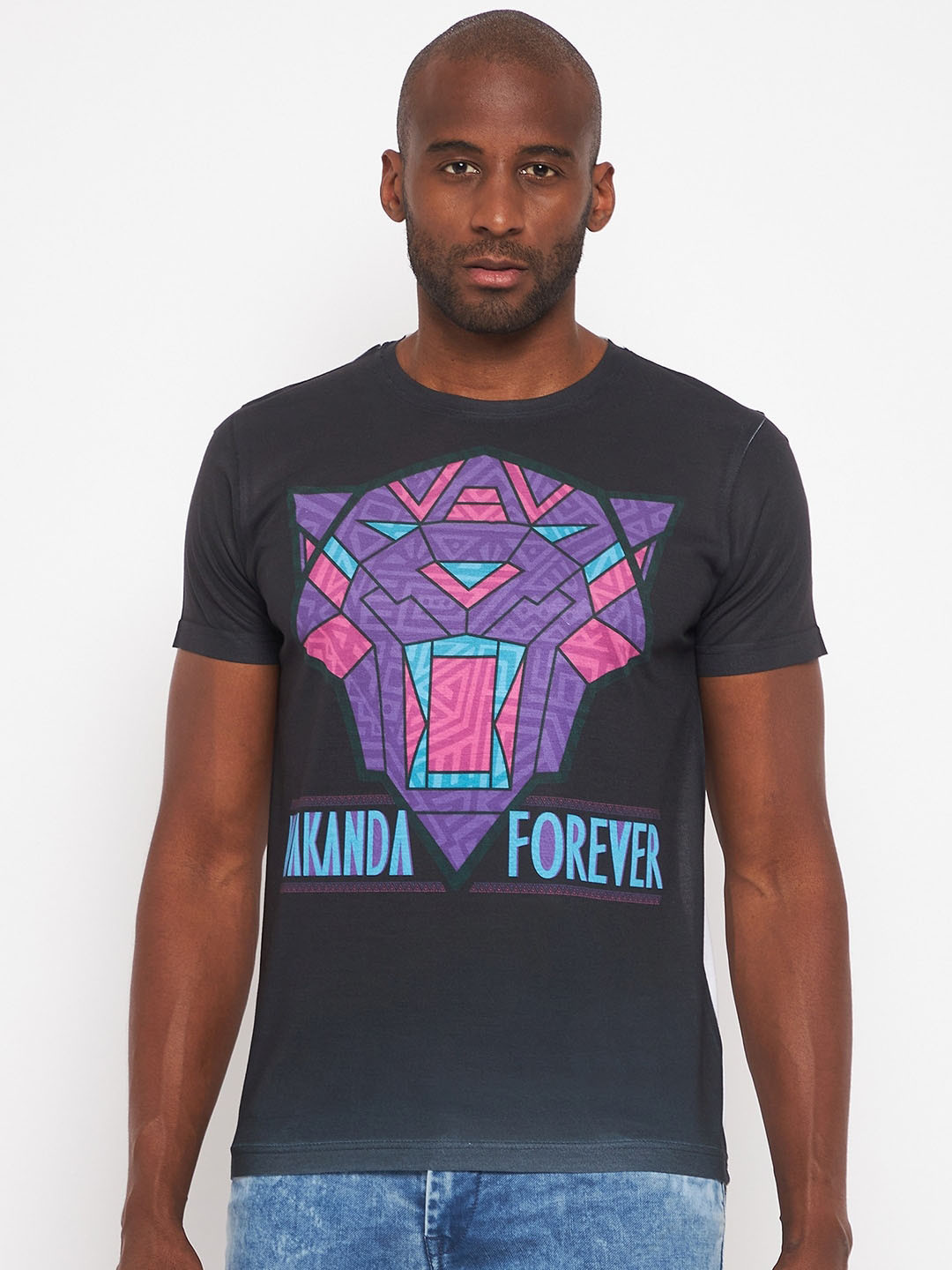 Marvel by Wear Your Mind Black Panther Printed T-shirt