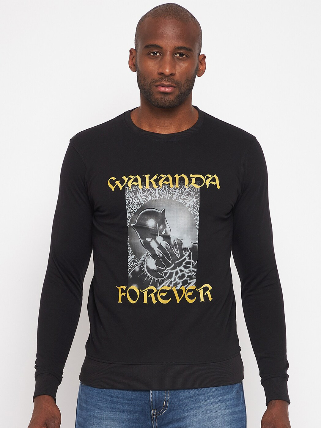 Marvel by Wear Your Mind Round Neck Graphic Batman Printed Cotton Pullover Sweatshirt