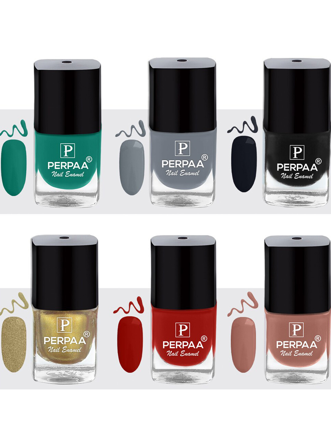 PERPAA Set Of 6 Trendy Quick-Drying & Long-Lasting Gel Based Nail Polish - 5ml Each