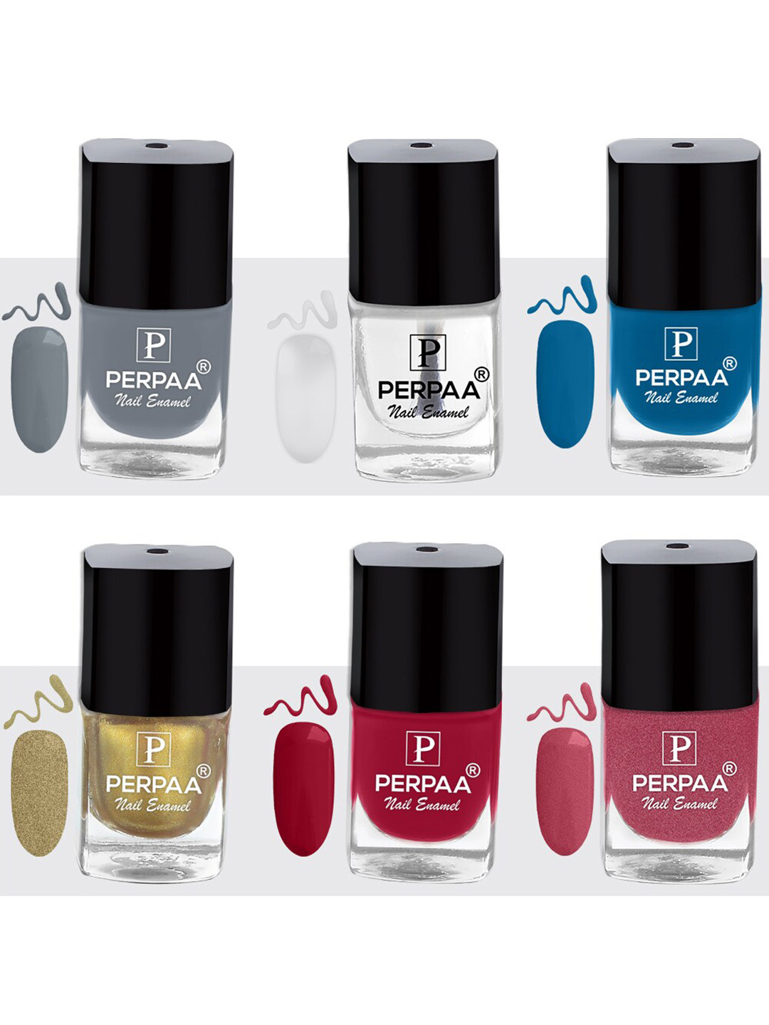 PERPAA Set Of 6 Trendy Quick-Drying & Long-Lasting Gel Based Nail Polish - 5ml Each
