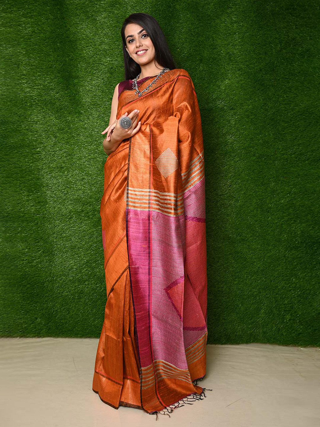 Very Much Indian Geometric Woven Design Saree