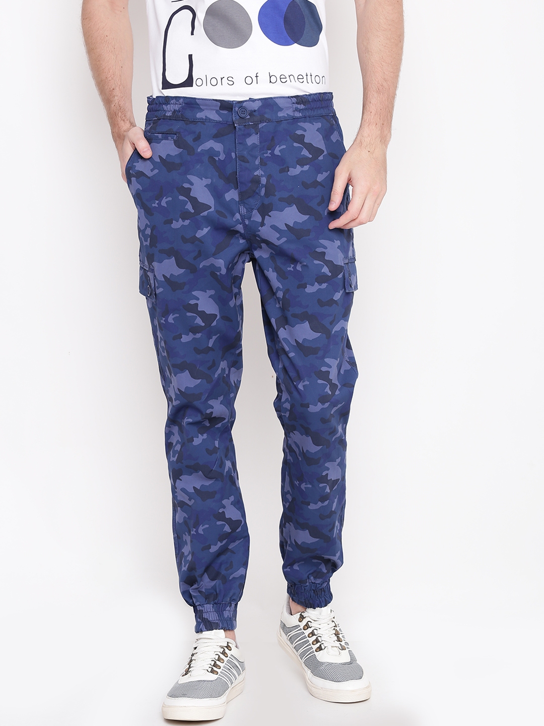 Madmext Blue Camouflage Cargo Trousers