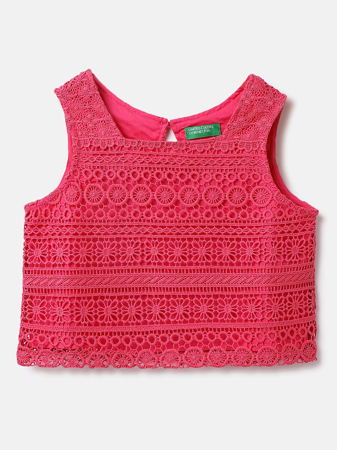 United Colors of Benetton Infant Girls Lace Inserts Sleeveless Cotton Top