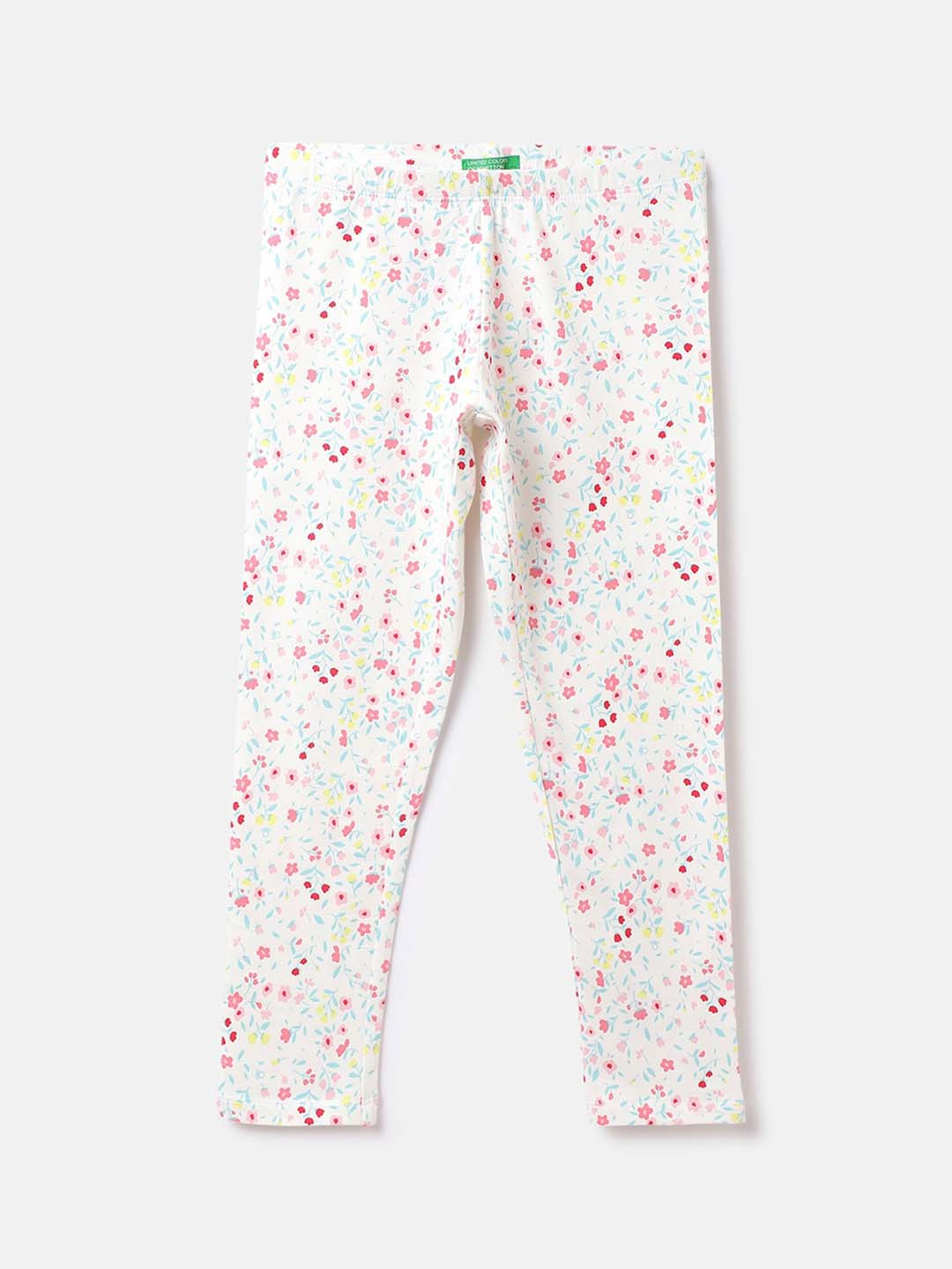 United Colors of Benetton Girls Floral Printed Cotton Track Pants