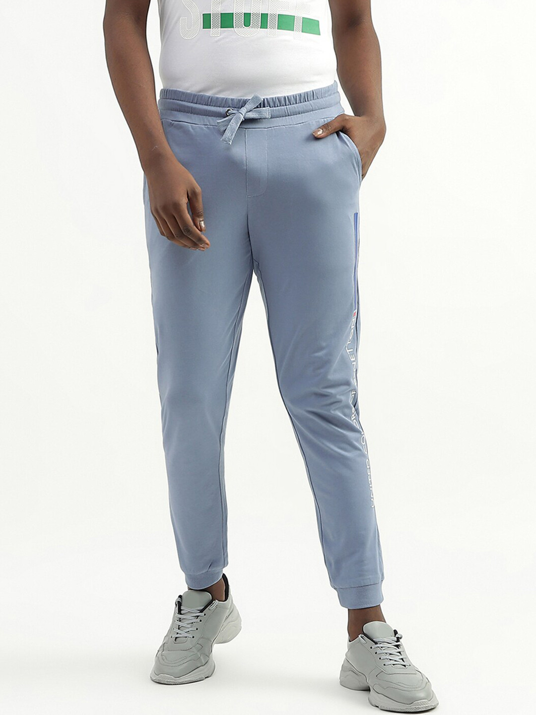 United Colors of Benetton Men Brand Logo Detail Pure Cotton Slim-Fit Joggers