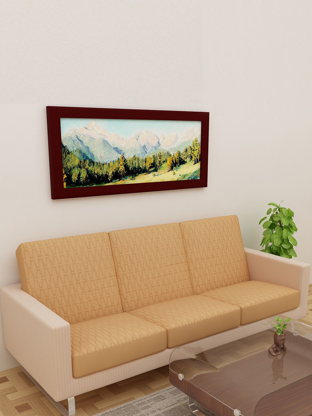 DREAM CARE 6-Pcs Beige Self-Designed Cotton 3-Seater Waterproof & Stretchable Sofa Seat Protectors