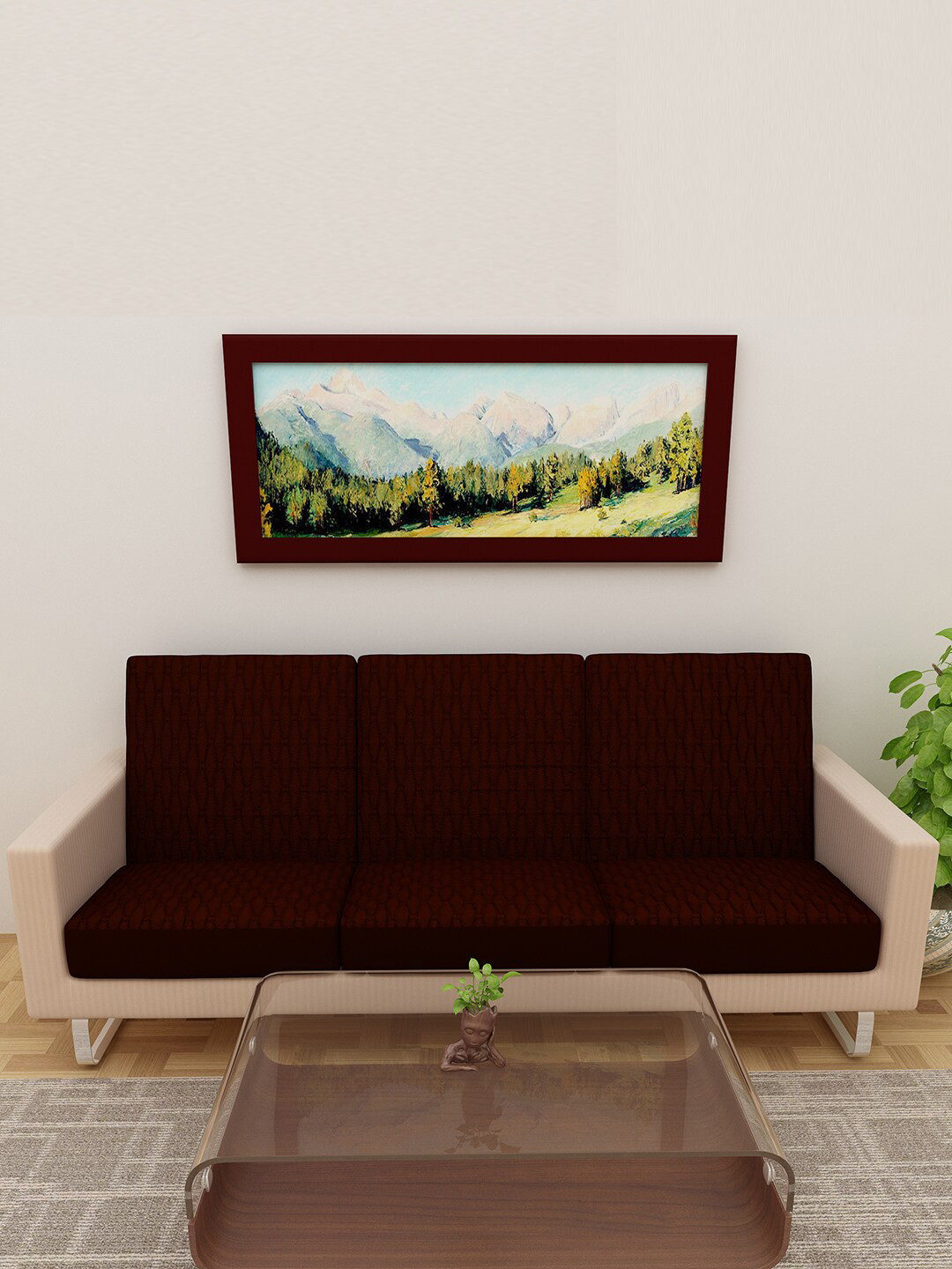 DREAM CARE 6-Pcs Coffee-Brown Self-Designed Cotton 3-Seater Waterproof & Stretchable Sofa Seat Protectors