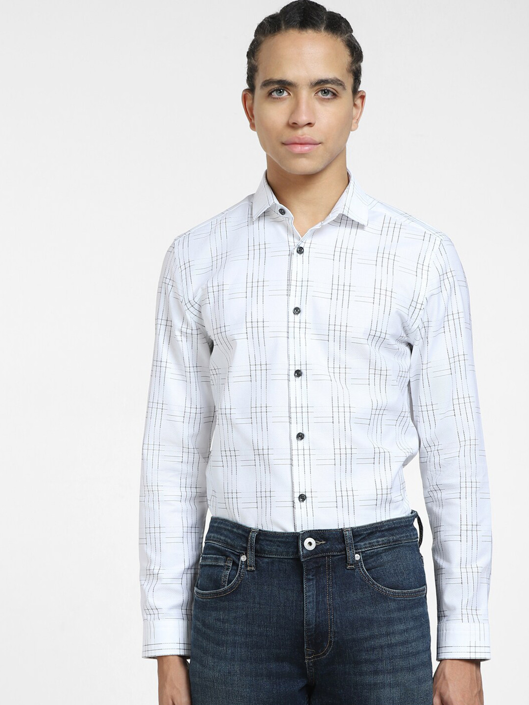 Jack & Jones Checked Cotton Slim Fit Casual Shirt