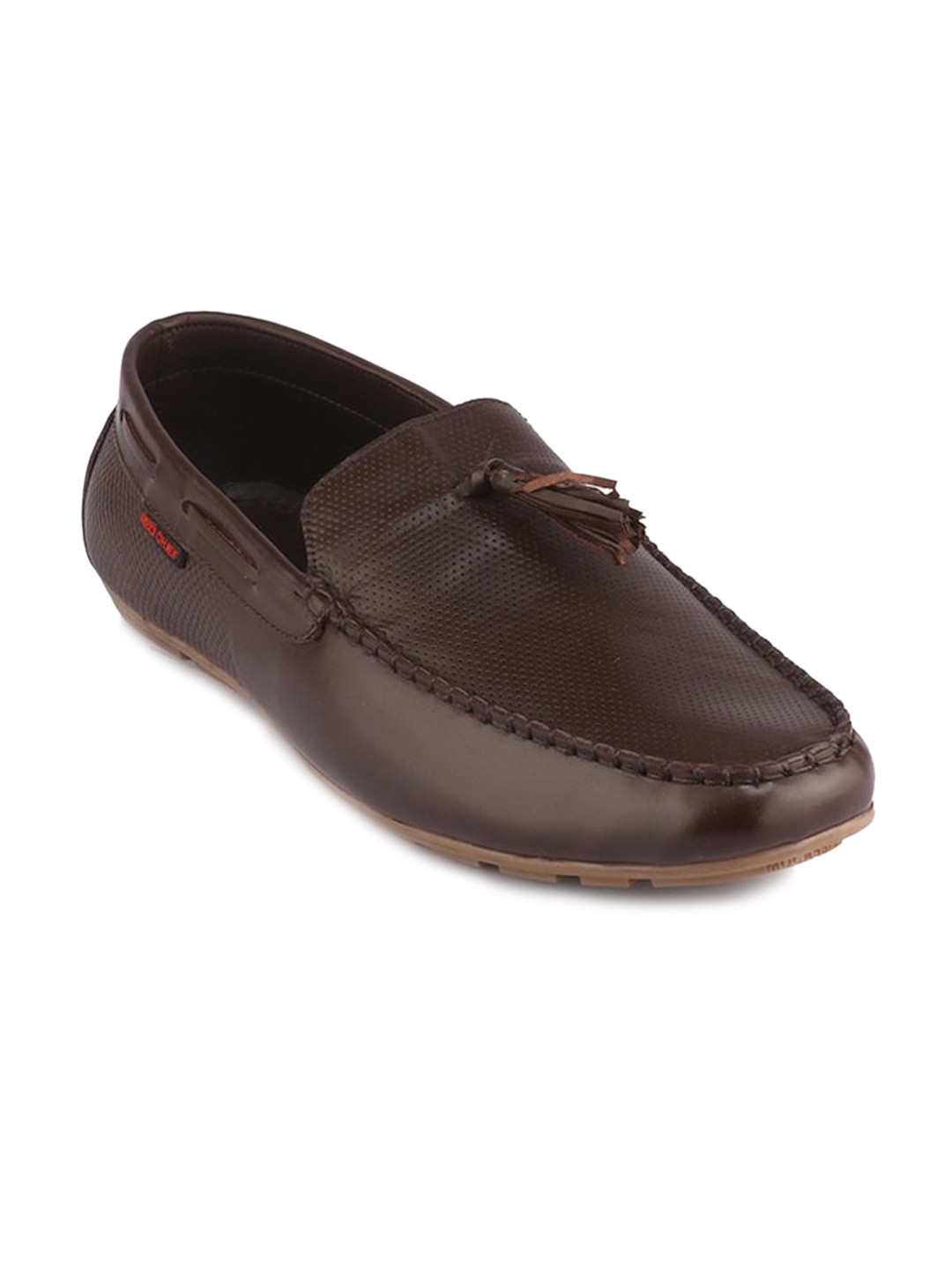 Red Chief Men Textured Leather Square Toe Tassel Loafers