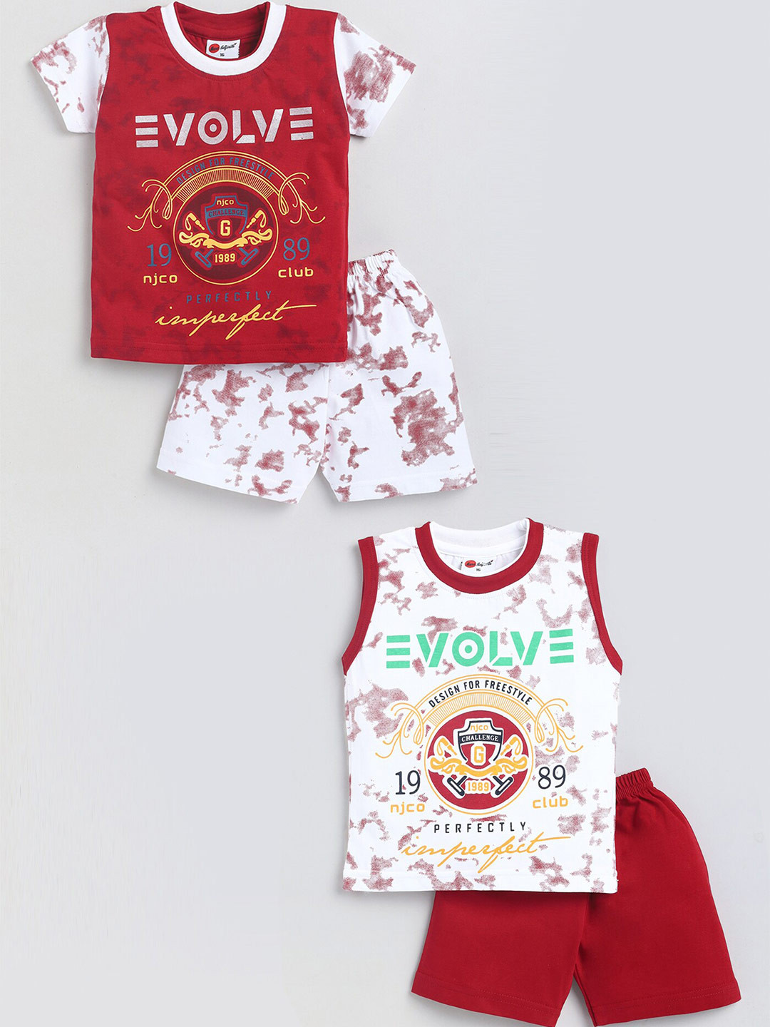 Mars Infiniti Boys Pack Of 2 Printed Pure Cotton T-shirt with Shorts