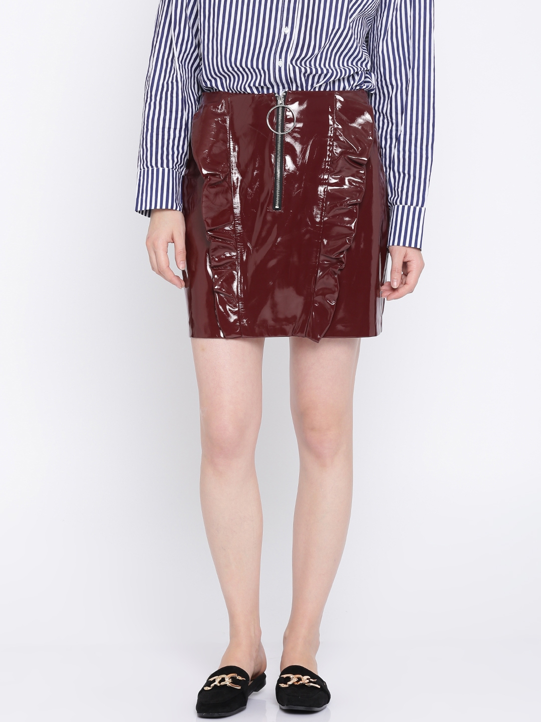 burgundy skirt mango