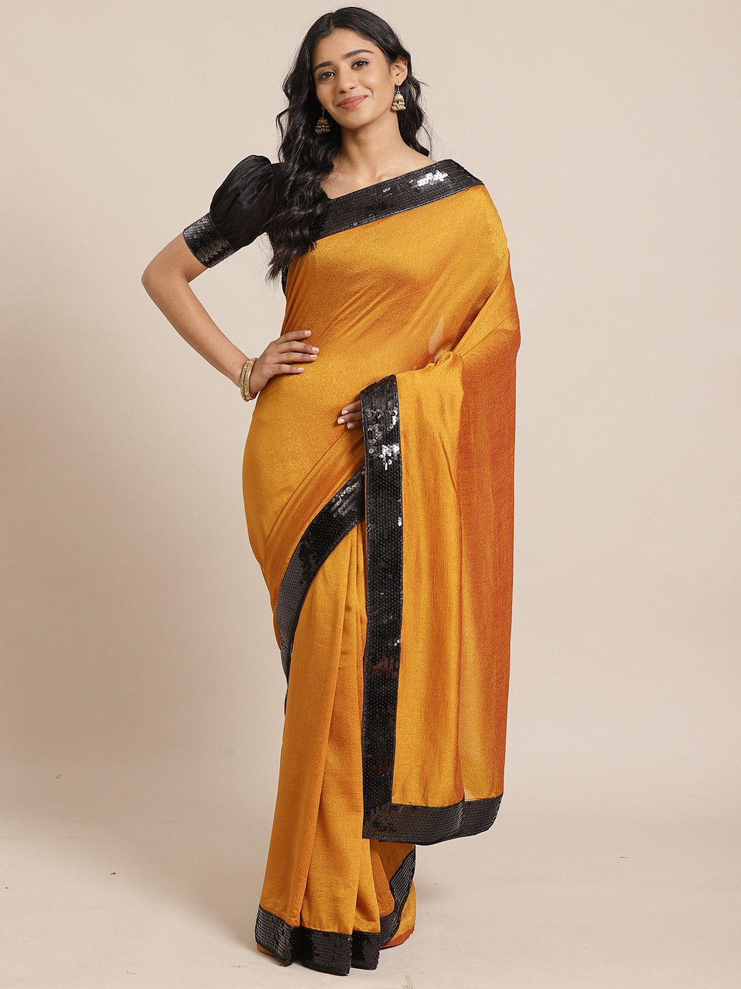 Saree mall Embellished Sequinned border Saree