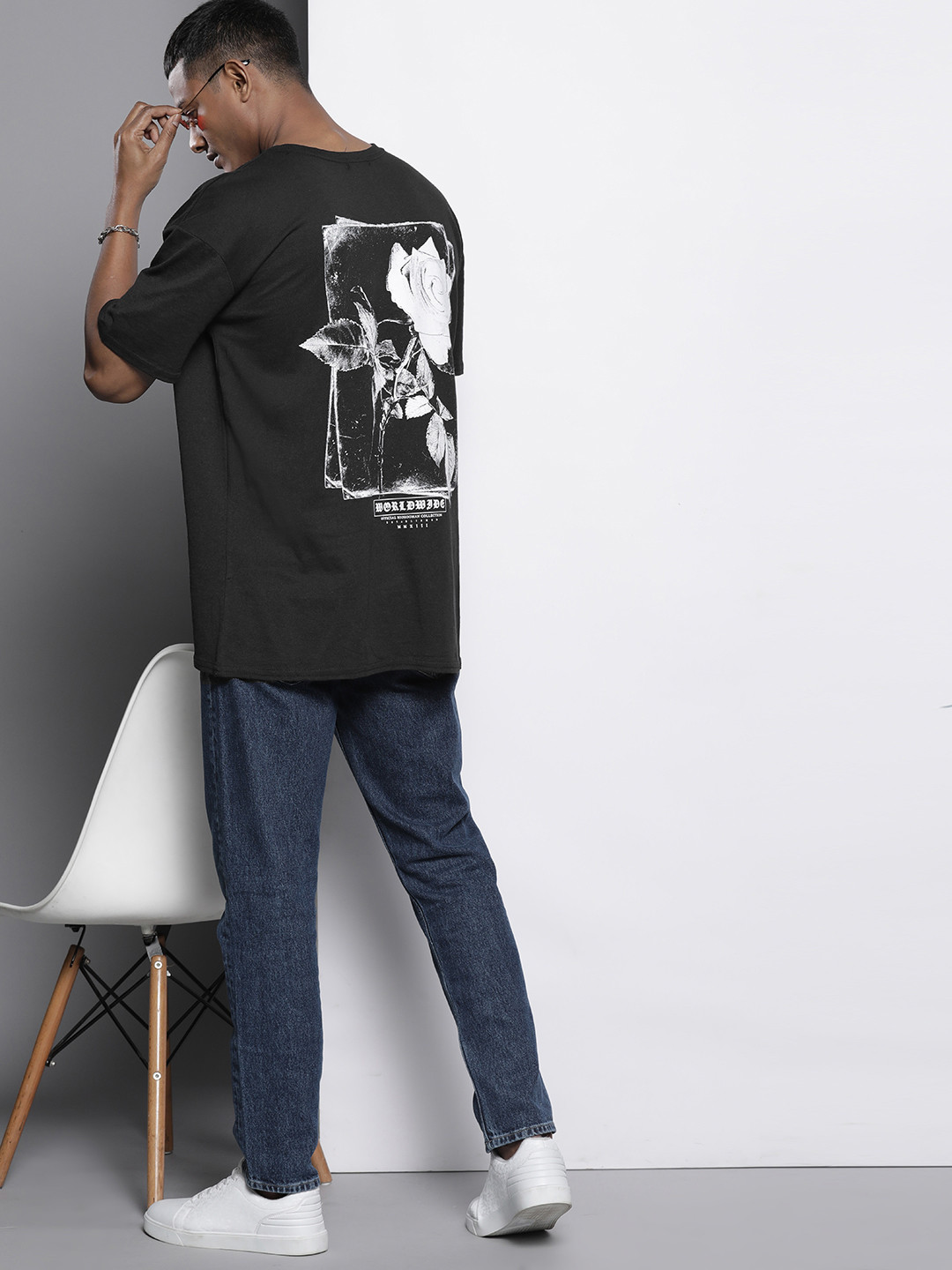 boohooMAN Floral Back Print T-shirt