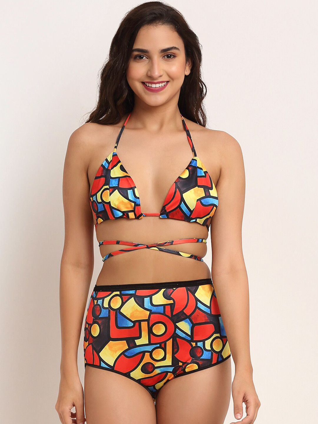 Aoba Printed Relaxed-Fit Halter Neck Swim Bikini Set