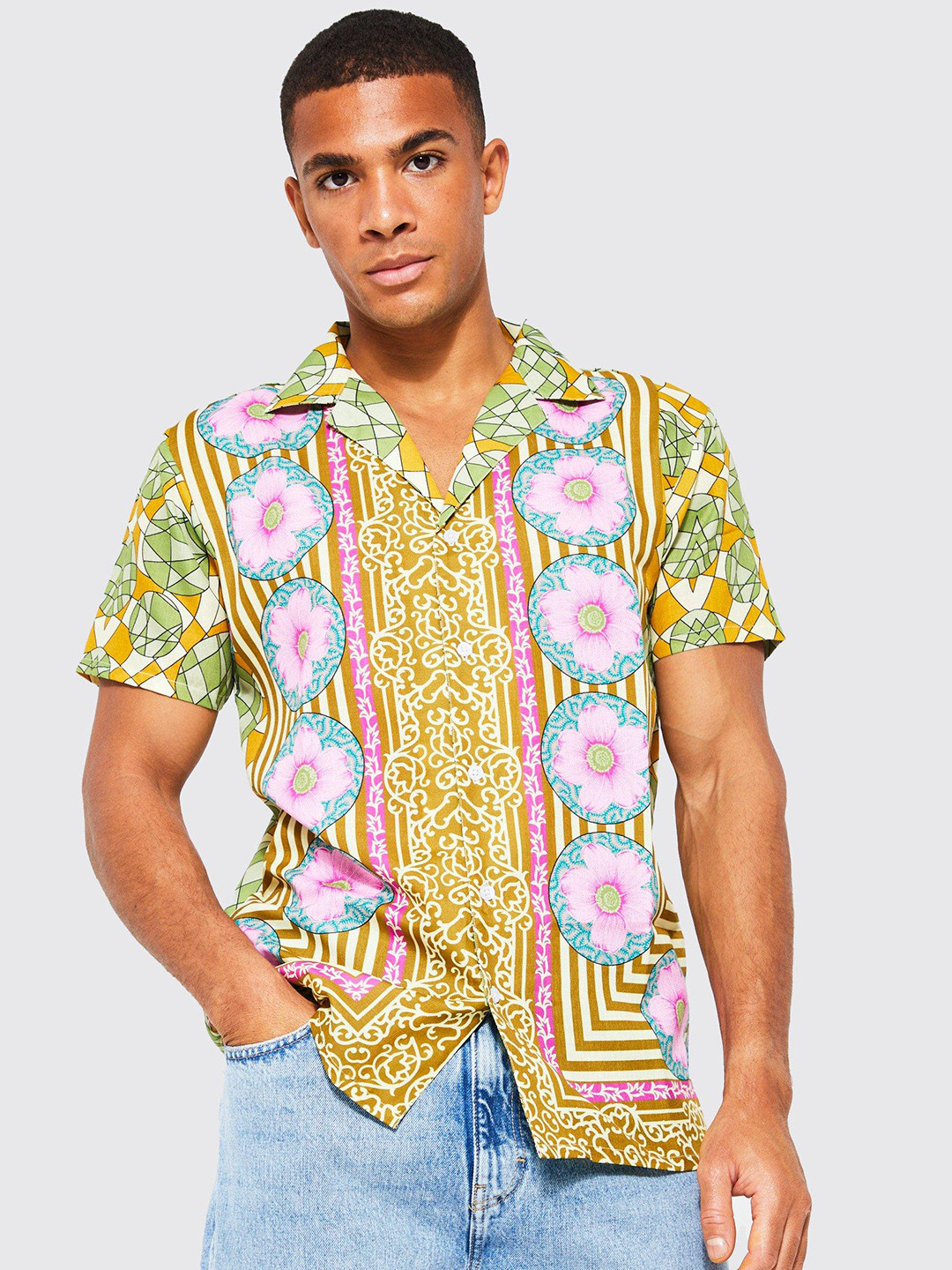 boohooMAN Floral Printed Casual Shirt
