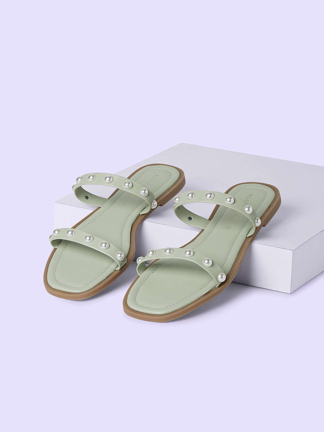 Forever Glam by Pantaloons Embellished Open Toe Flats