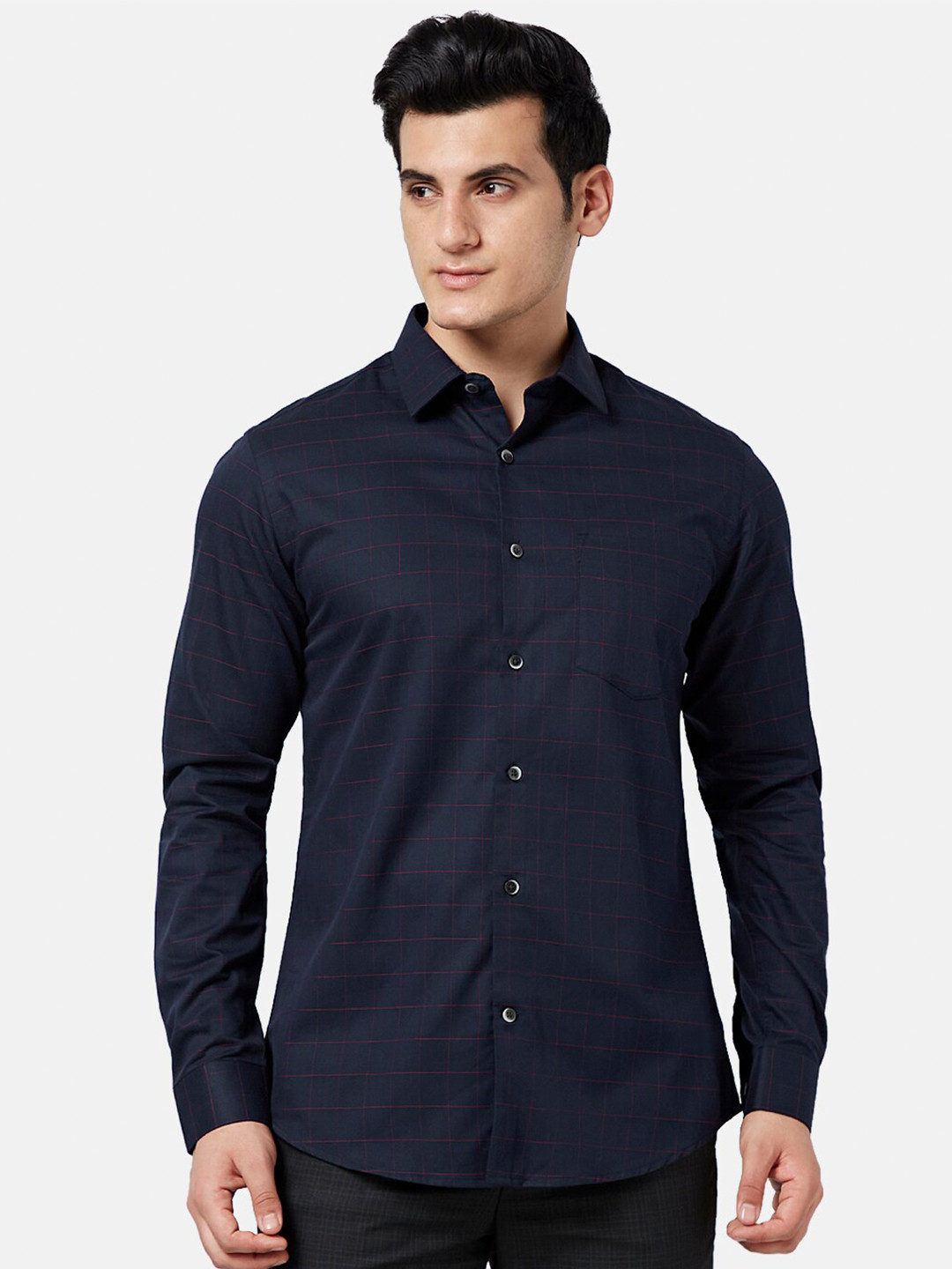 BYFORD by Pantaloons Windowpane Checked Slim Fit Formal Shirt