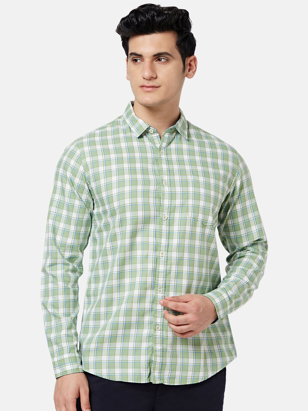 BYFORD by Pantaloons Grid Tattersall Checked Slim Fit Casual Shirt
