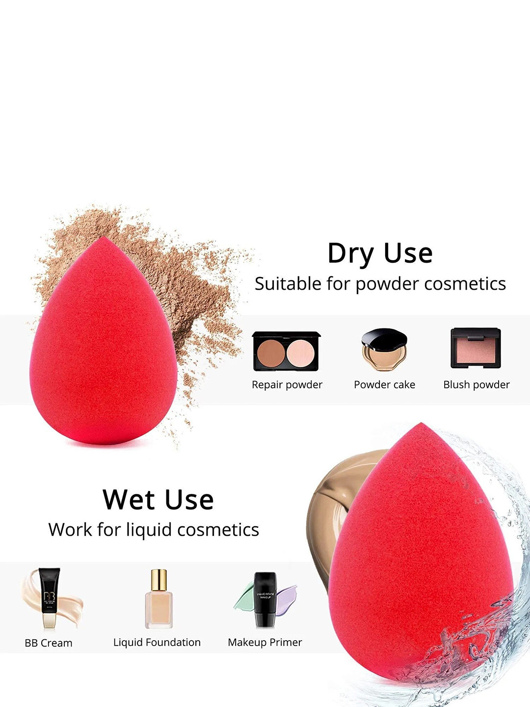 Ronzille Makeup Blender Puff Sponge - Red