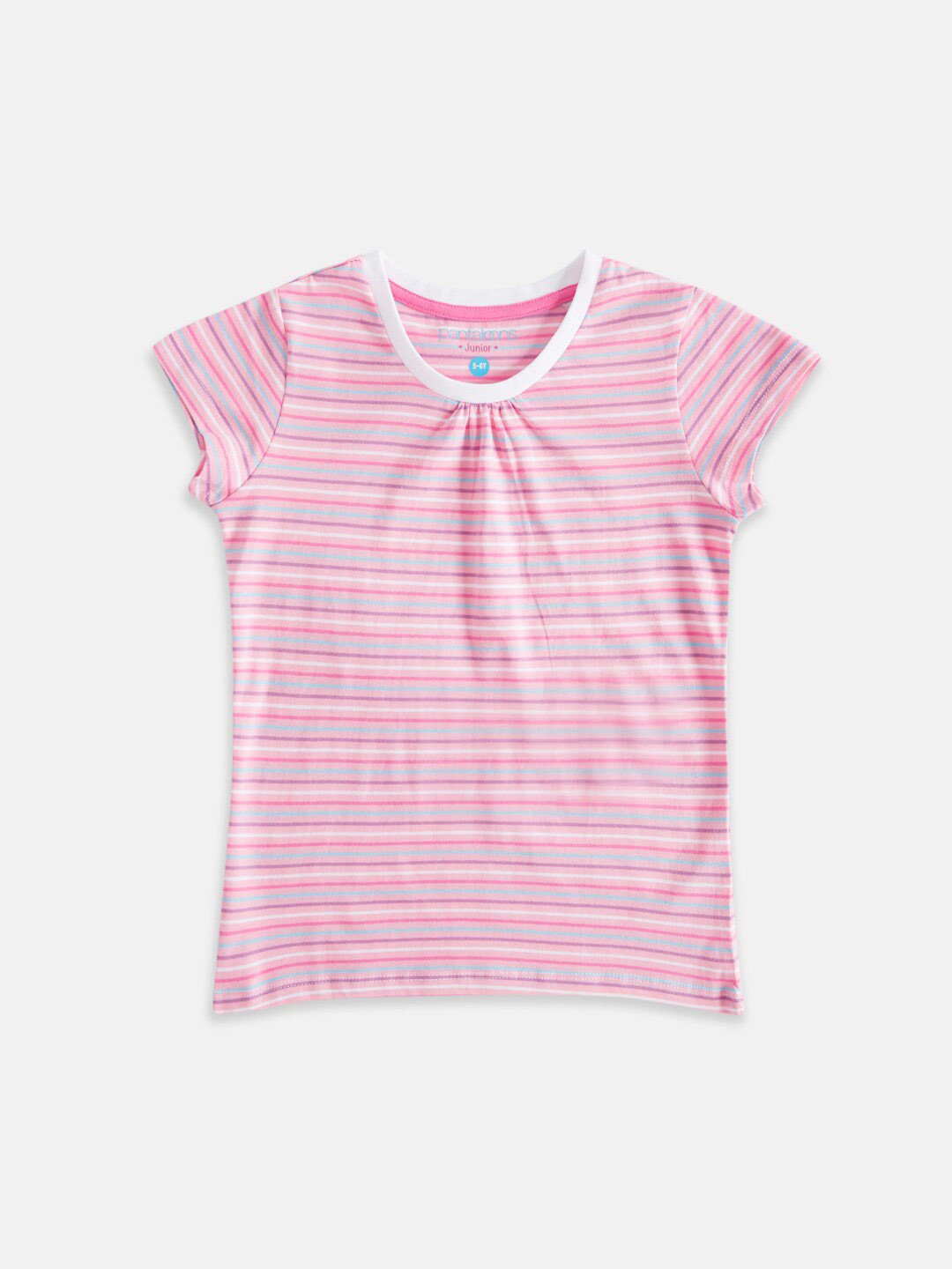 Pantaloons Junior Girls Striped Cotton T-shirt