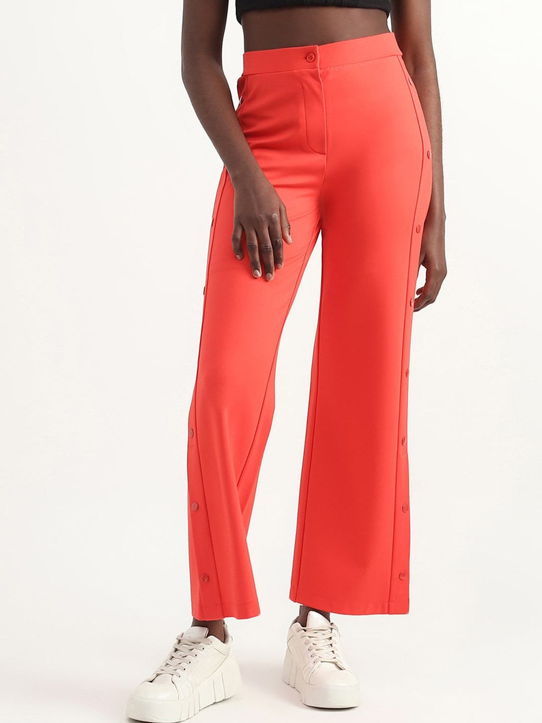 United Colors of Benetton Women High-Rise Parallel Trousers