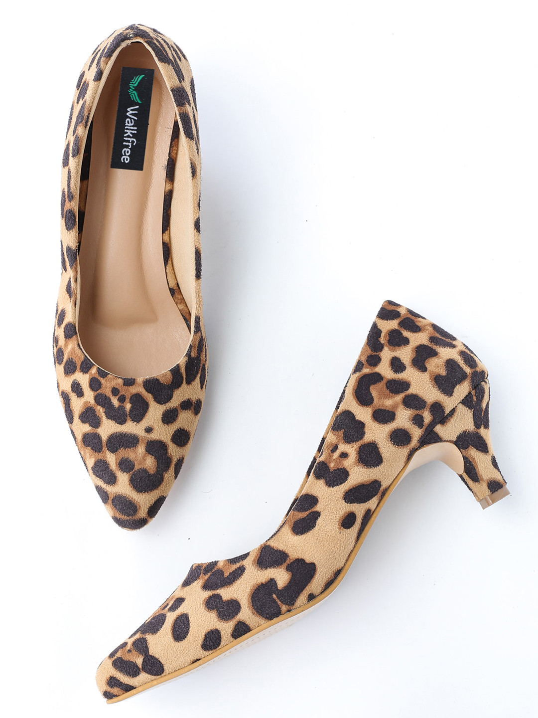 Walkfree Printed Suede Kitten Heel Pumps