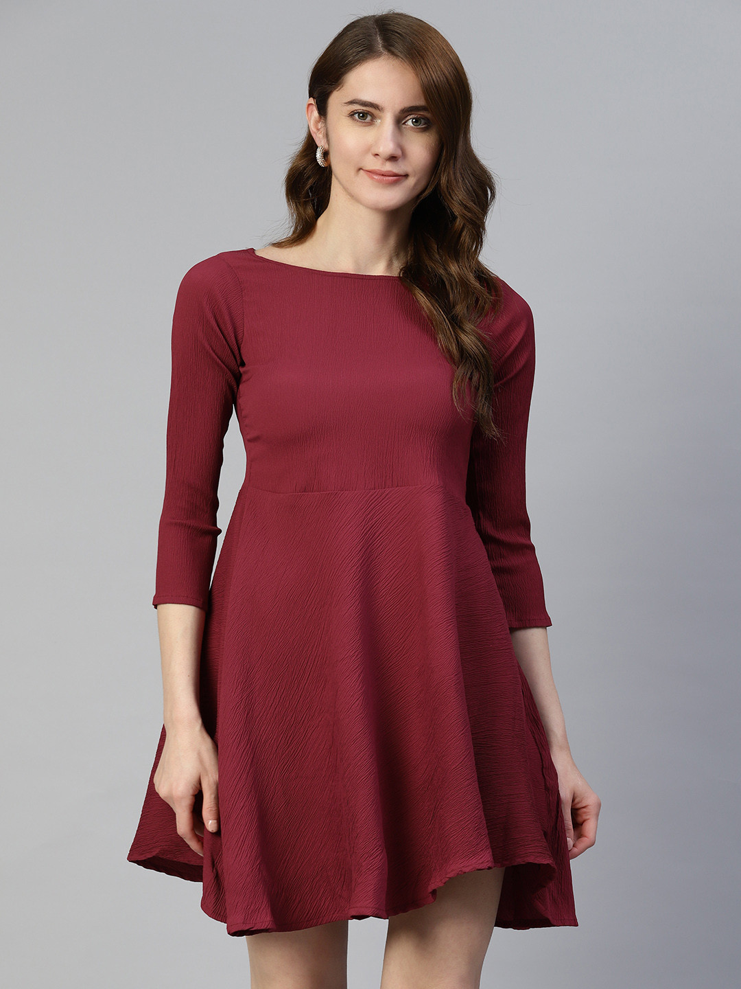 JAINISH Solid A-Line Dress