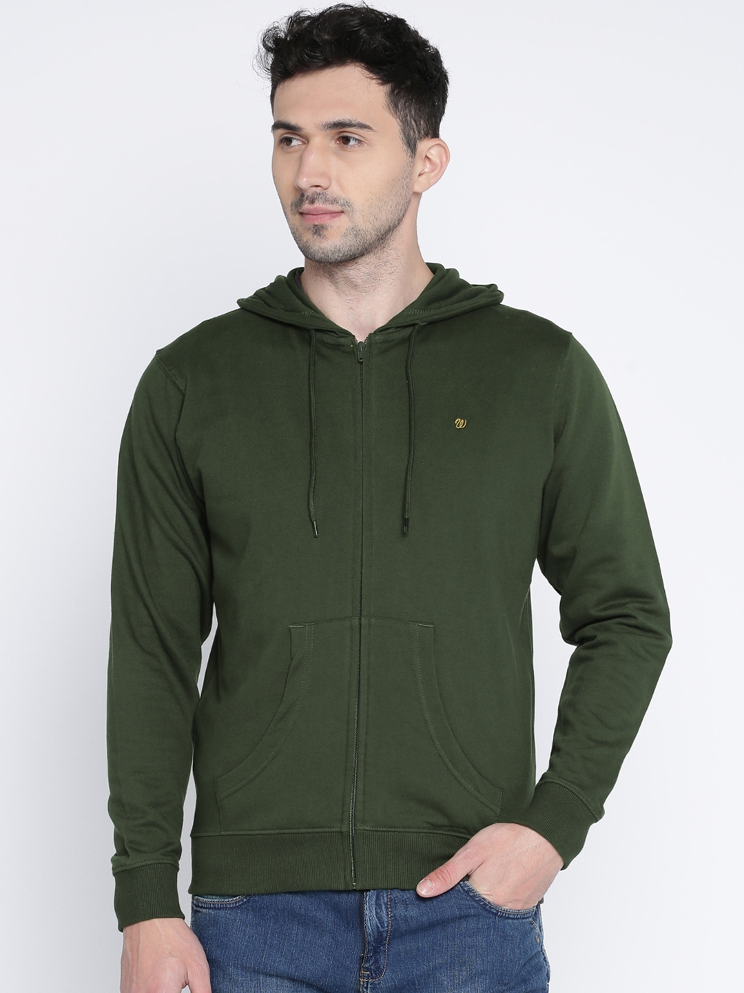 Buy Wrangler Men Olive Green Solid Hooded Sweatshirt - Sweatshirts for Men  2203537 | Myntra