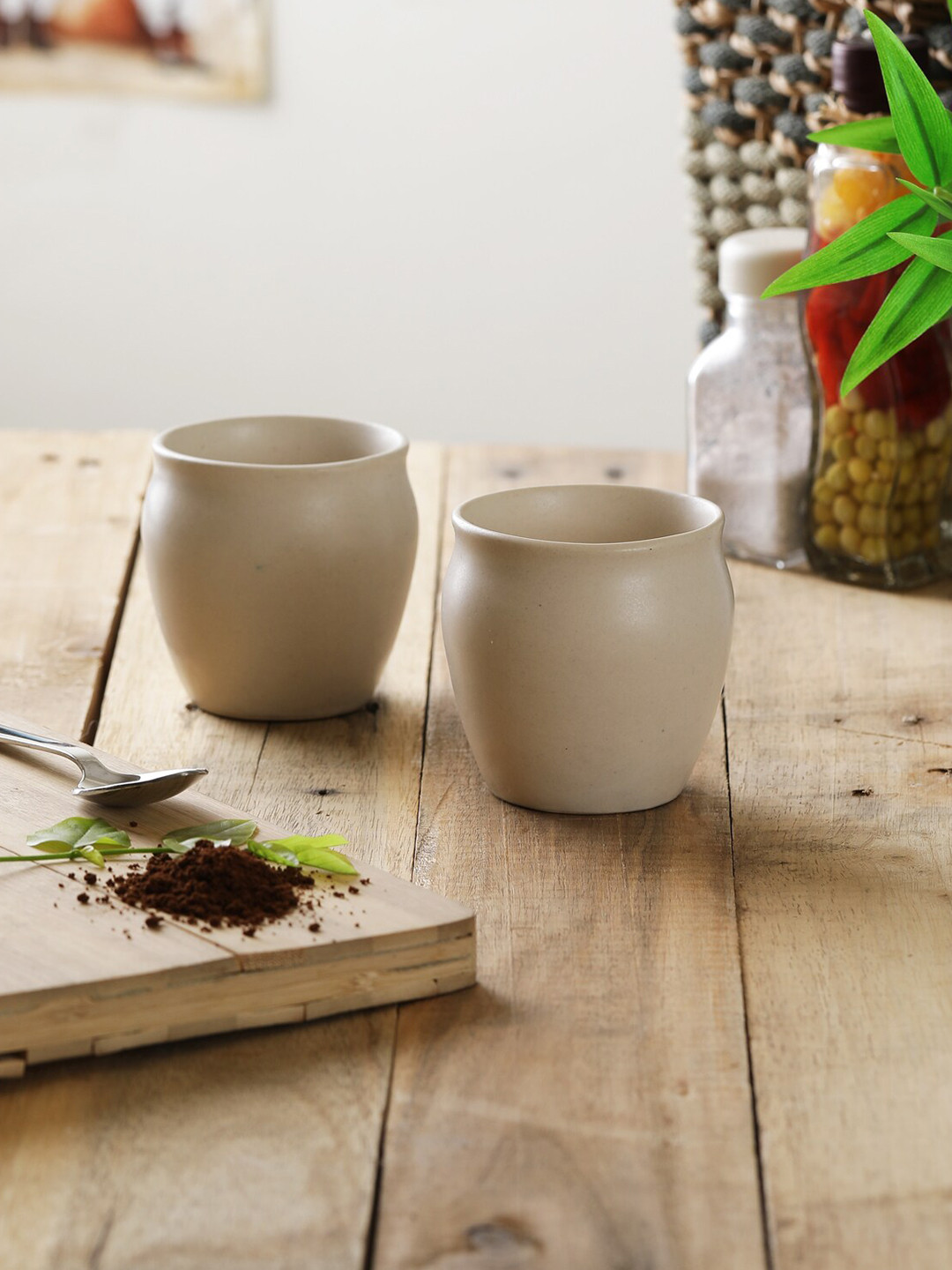 MIAH Decor Love You More Every Year Cream Ceramic Handcrafted 6 Piece Kulladhs-190ml