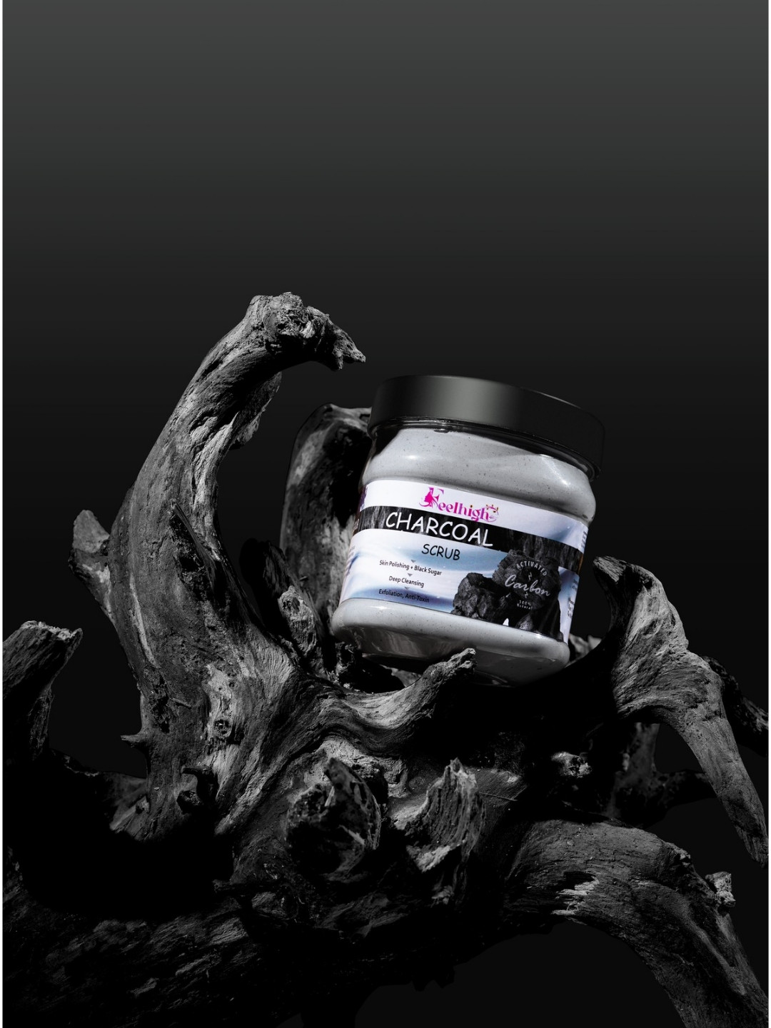 FEELHIGH Charcoal Face & Body Scrub With Black Sugar - 500 ml