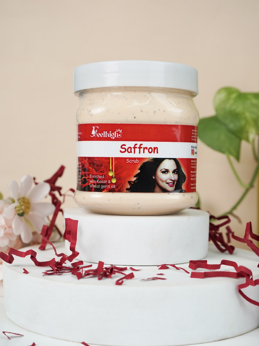FEELHIGH Saffron Face & Body Scrub With Kesar & Wheat Germ Oil - 500 ml