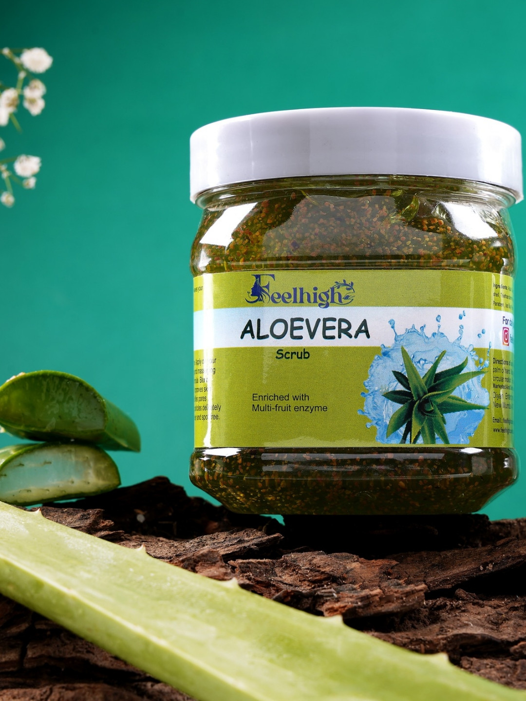 FEELHIGH Aloe Vera Face & Body Scrub with Multi Fruit Enzyme - 500 ml