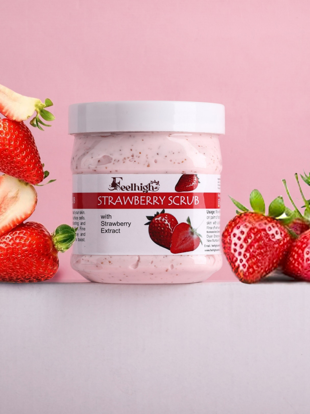 FEELHIGH Strawberry Extract Face & Body Scrub - 500 gm