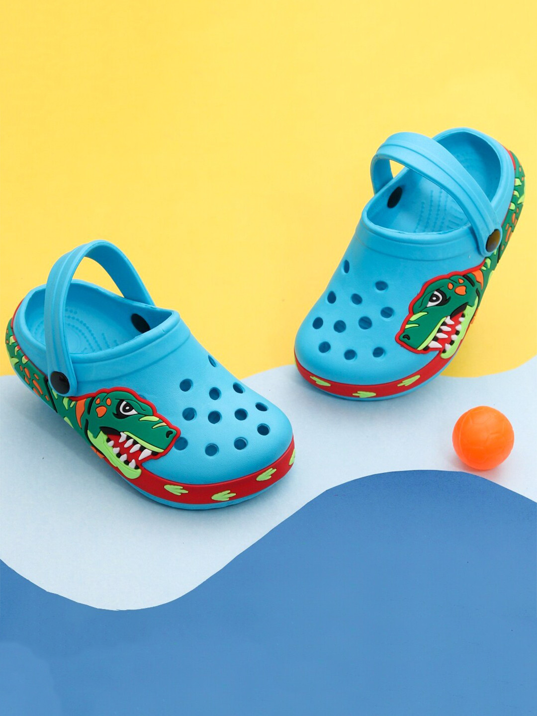 Yellow Bee Boys Printed Comfortable Dinosaurs Rubber Clogs