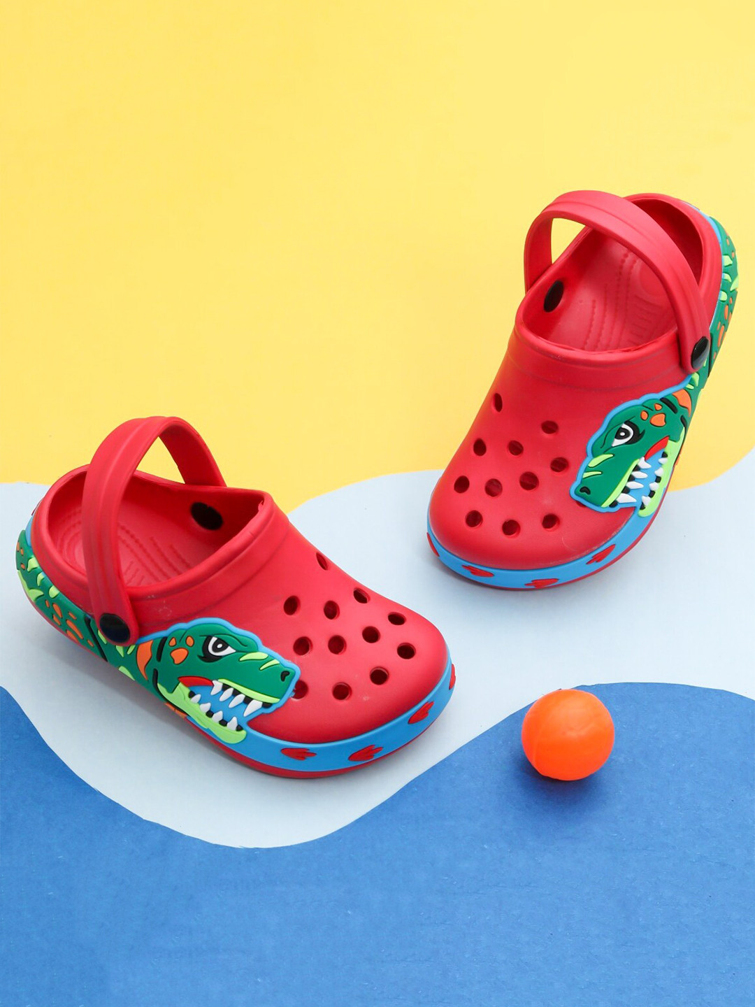 Yellow Bee Boys Printed Comfortable Dinosaurs Rubber Clogs