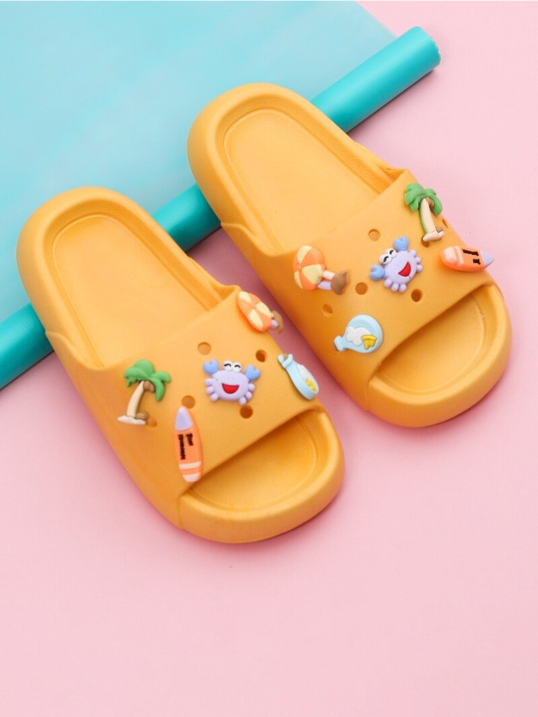 Yellow Bee Girls Rubber Sliders