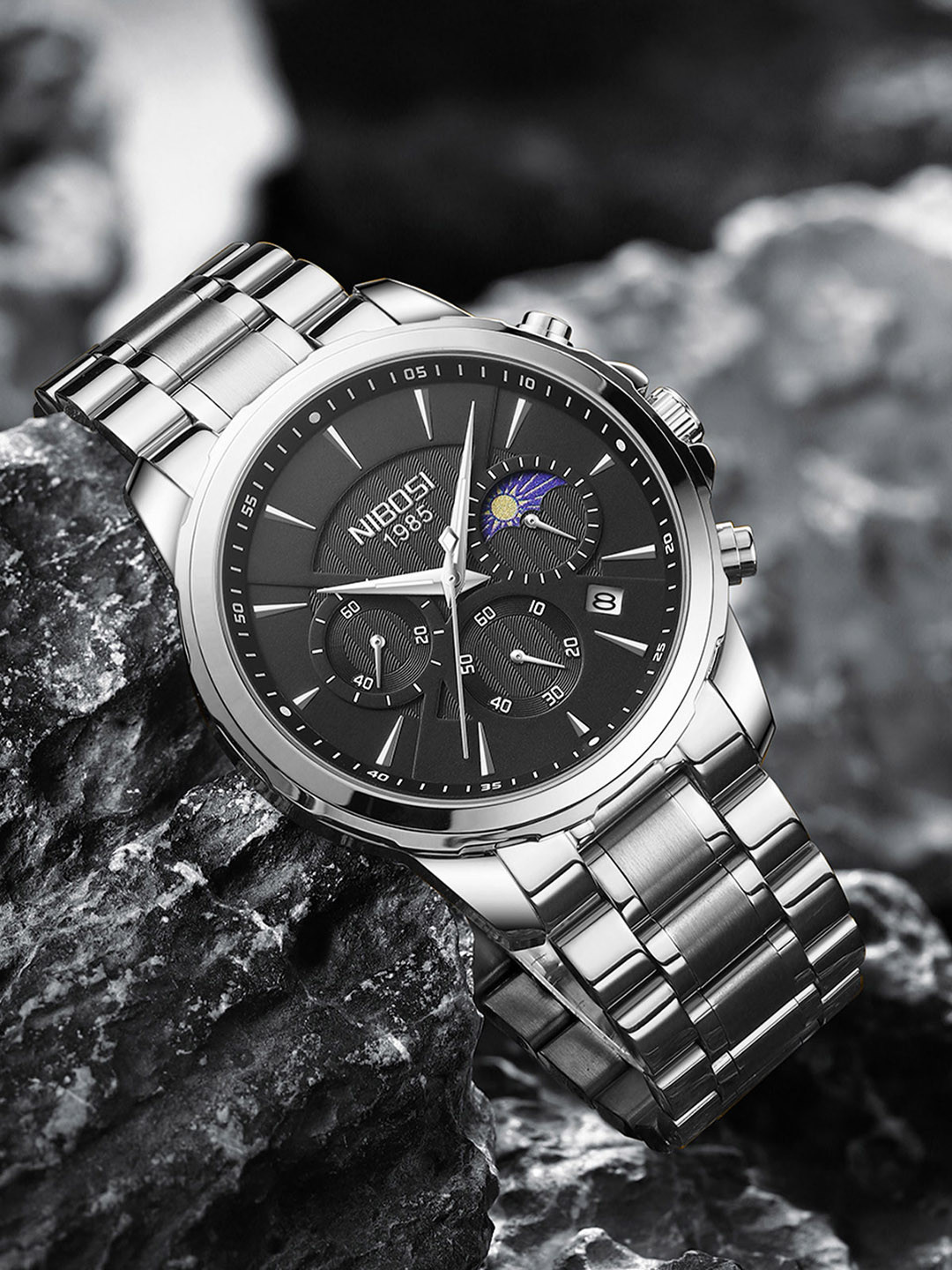 Nibosi Dial & Steel Bracelet Style Straps Analogue and Digital Chronograph Watch NB-2575