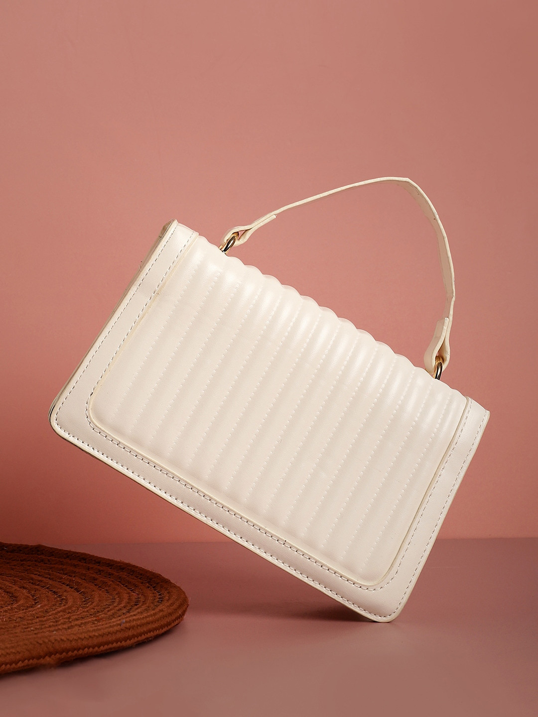 HAUTE SAUCE White Bowling Sling Bag Vegan Leather Handbag