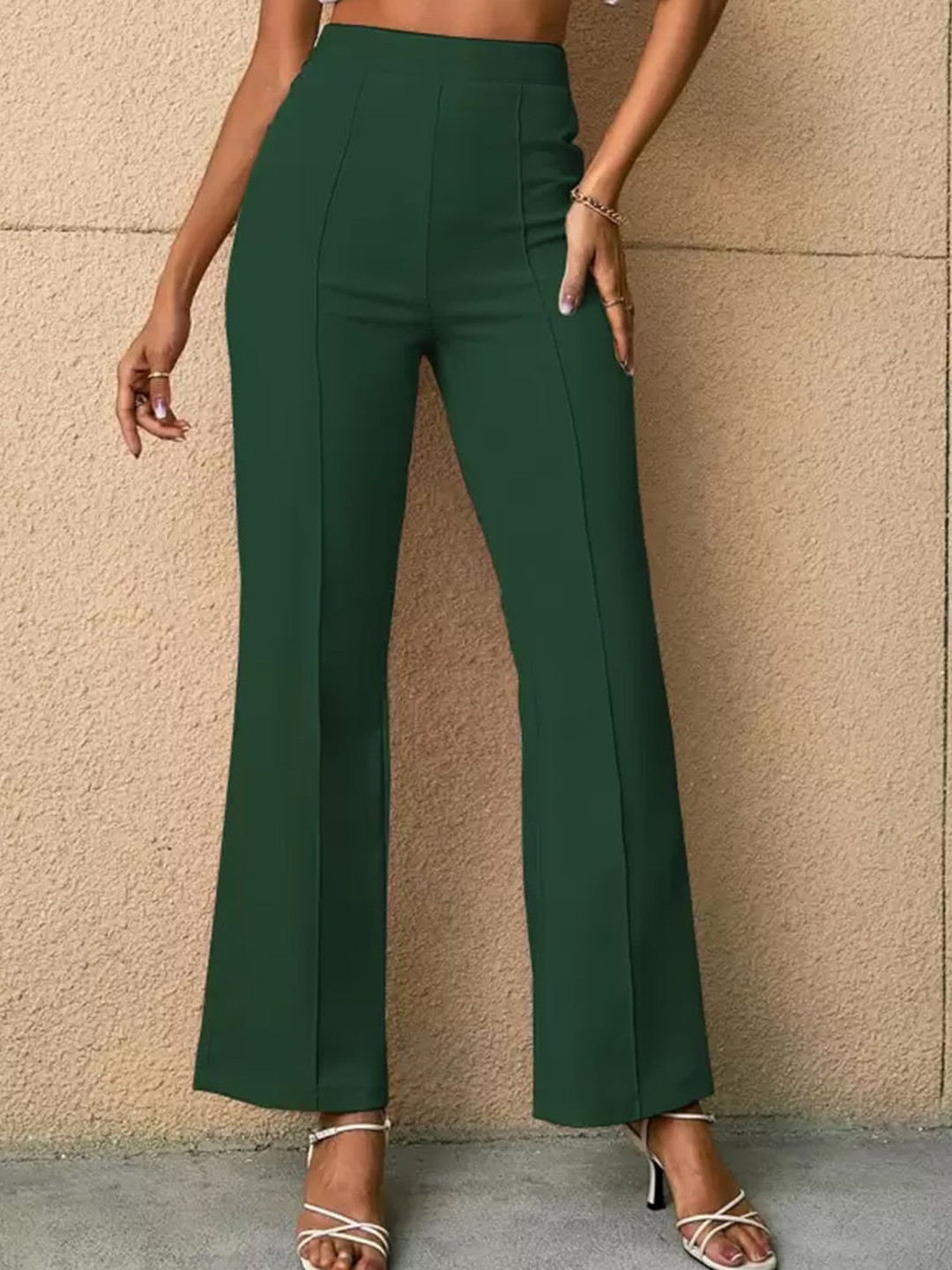 Jinax Women Relaxed Straight Leg Straight Fit High-Rise Easy Wash Parallel Trouser