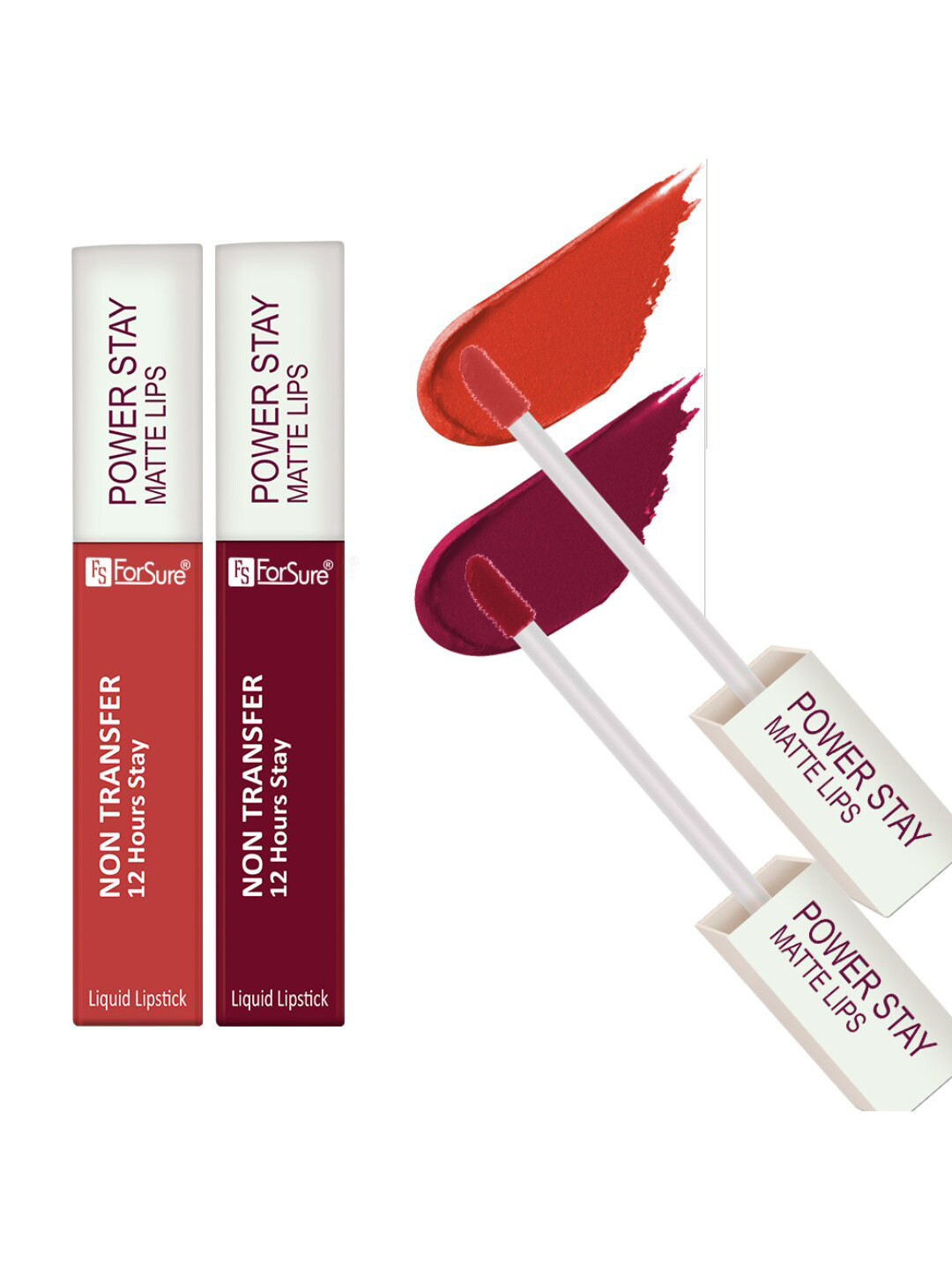 ForSure Set of 2 Power Stay Non Transfer 12Hrs Stay Liquid Lipstick 4 ml each - 09 & 01