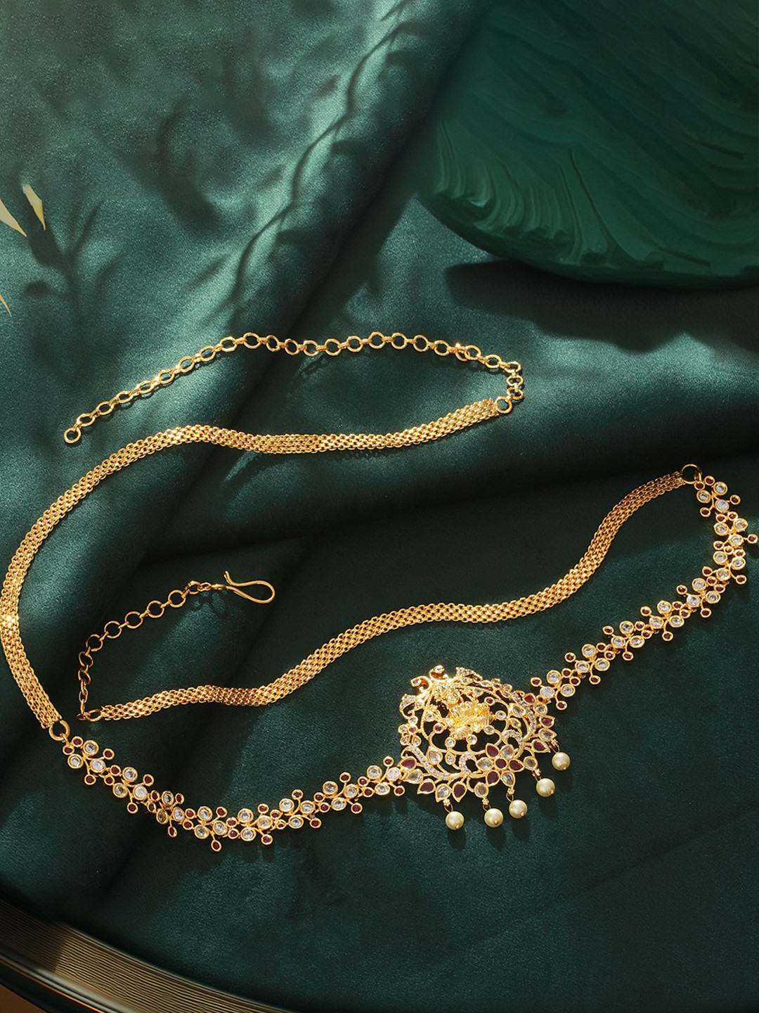Saraf RS Jewellery Gold-Plated Cubic Zirconia Waist Chain