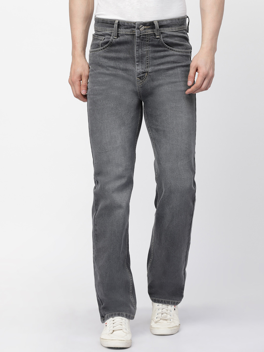 FEVER Men Loose Wide Leg High-Rise Light Fade Stretchable Jeans