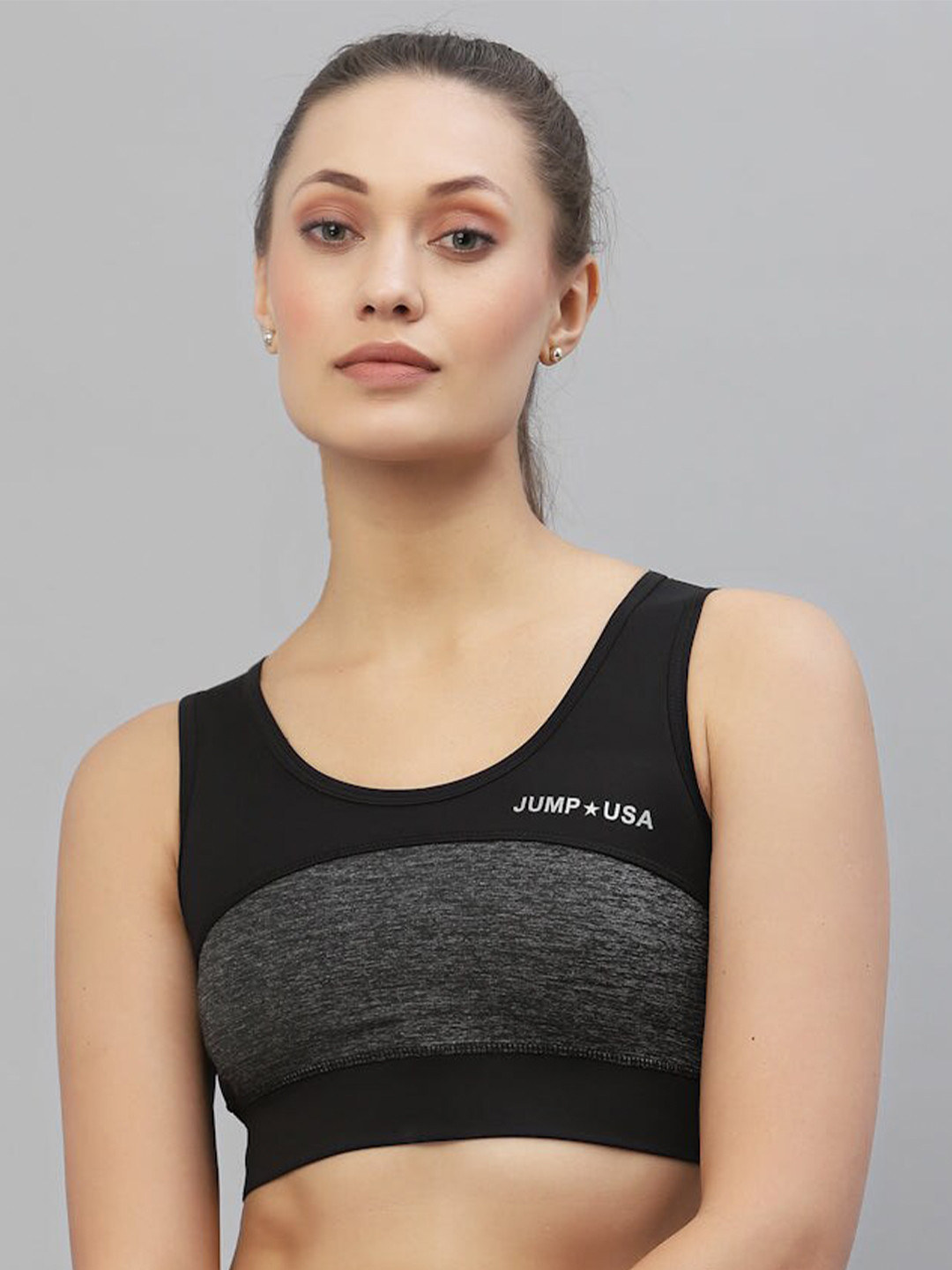 JUMP USA Colourblocked Medium Support All Day Comfort Training or Gym Rapid-Dry Sports Bra