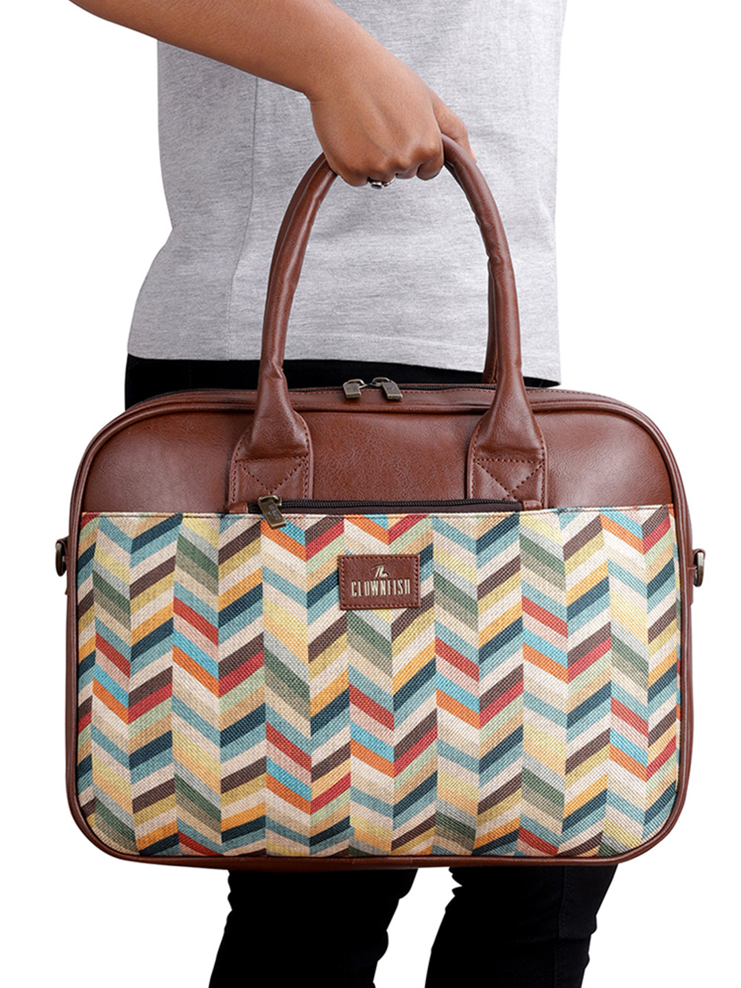 THE CLOWNFISH Deborah Regular Printed Jute Laptop Bag